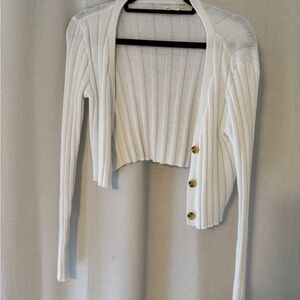 Aeropostale White Ribbed Cardigan